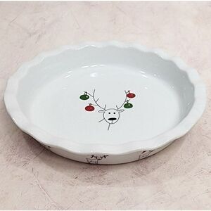 Cordon Bleu BIA 10" Dia Holiday Reindeer Motif Pie Baking Dish